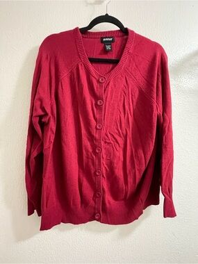 Avenue Women's Deep Red Button-Up Cardigan 22/24